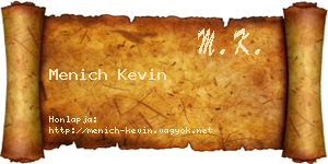 Menich Kevin névjegykártya